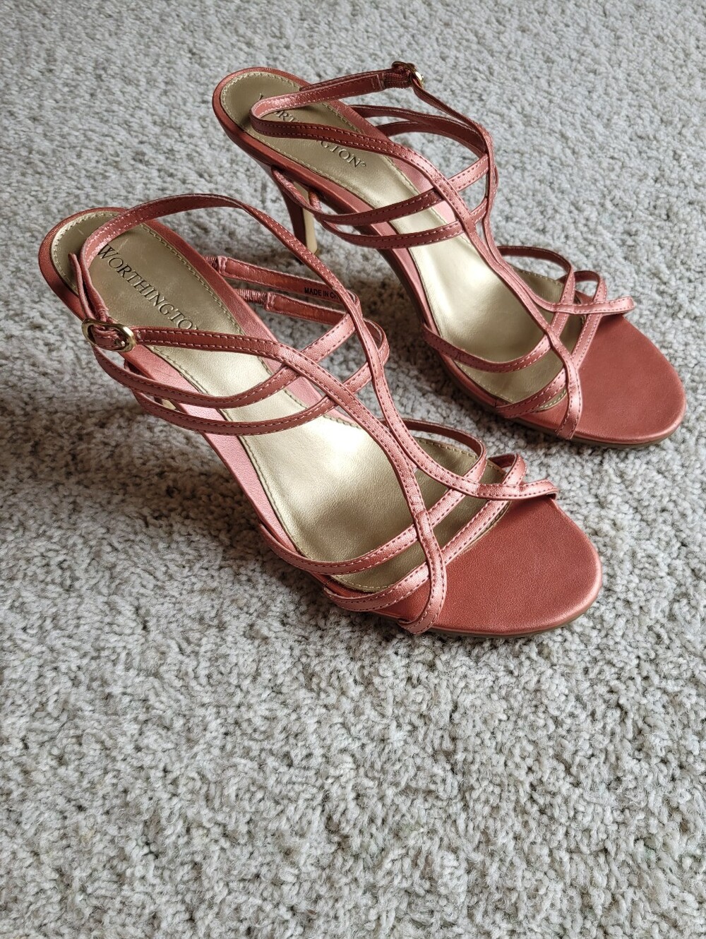 Strappy & Stunning Worthington 3 " Heels In A Delicious Metallic Coppery Pink 8
